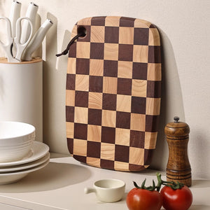Elevate Your Culinary Experience with the Acacia Wood Chessboard Pattern Cutting Board