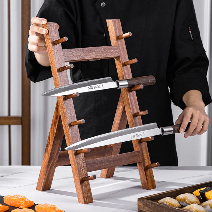 Solid Wood Sapele Knife Holder Kitchen Storage Rack