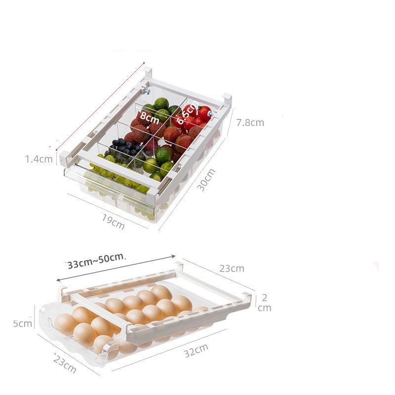 Adjustable Refrigerator Storage Rack Pull-Out Drawer Organizer