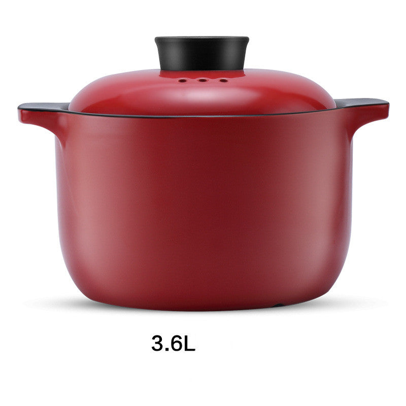 China Red Ceramic Stock Pot Heat Resistant Multi-Purpose Casserole Pot Household