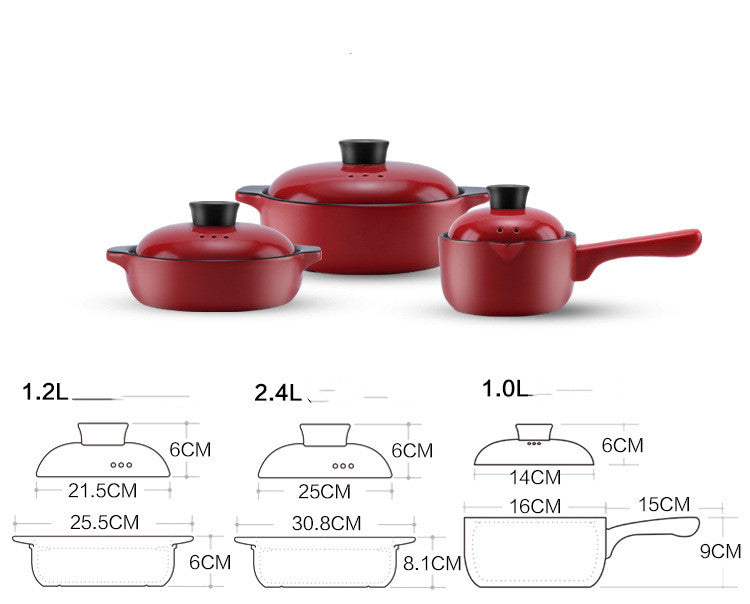 China Red Ceramic Stock Pot Heat Resistant Multi-Purpose Casserole Pot Household