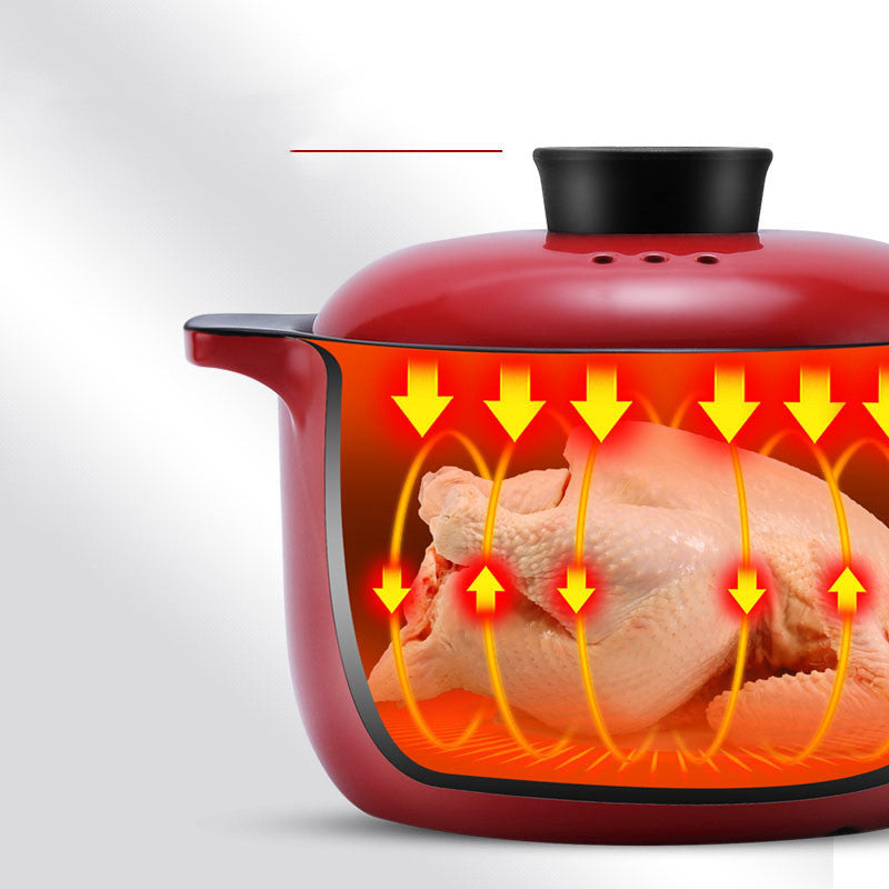 China Red Ceramic Stock Pot Heat Resistant Multi-Purpose Casserole Pot Household