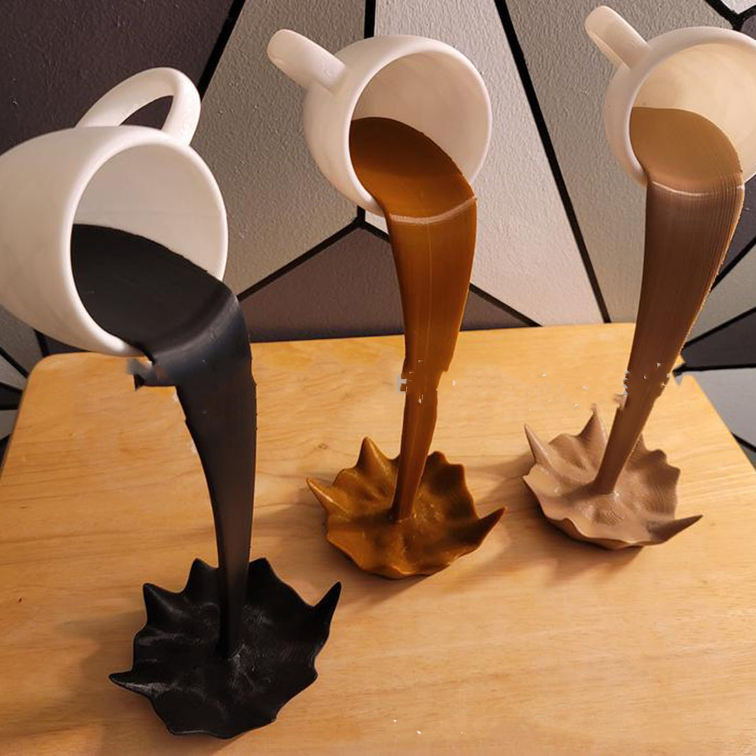 Floating Coffee Cup Sculpture Creative Kitchen Decoration Ornament