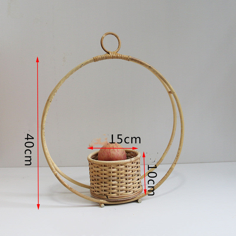 Woven Bamboo Fruit Basket Rattan Bread Storage Kitchen Decor