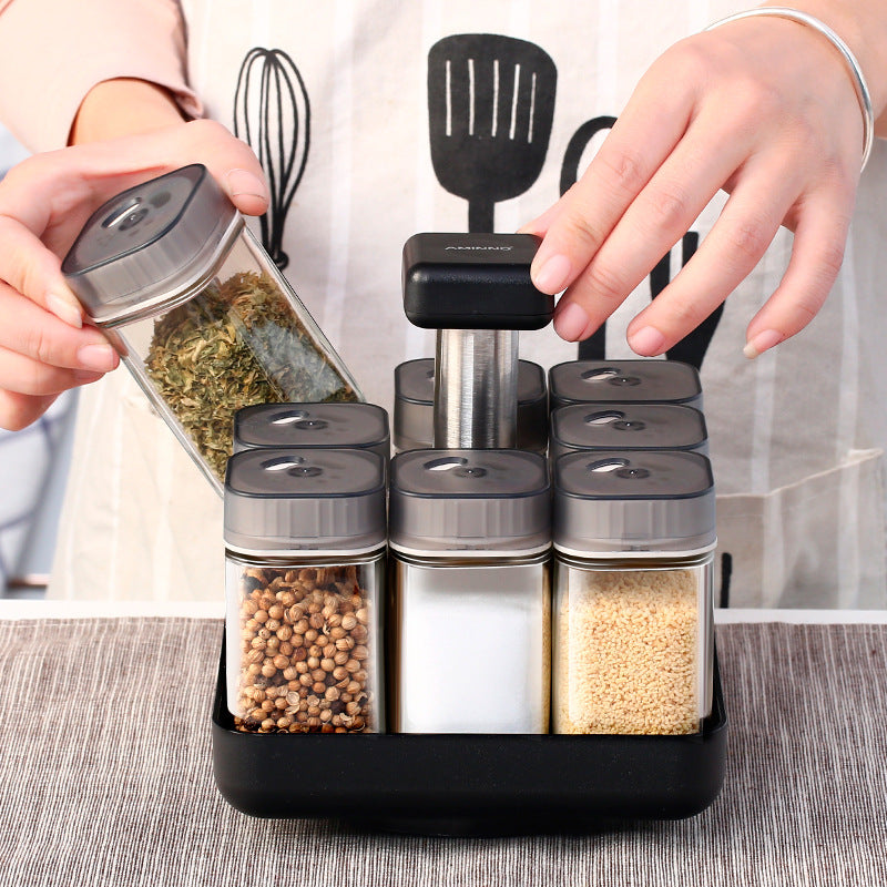 Glass Spice Jar Organizer Pepper Seasoning Container