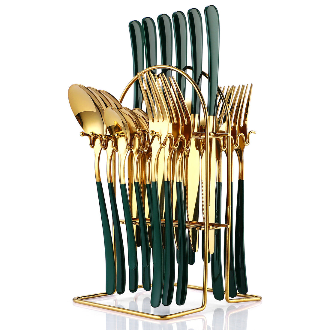 24-Piece Stainless Steel Cutlery Set With Storage Rack