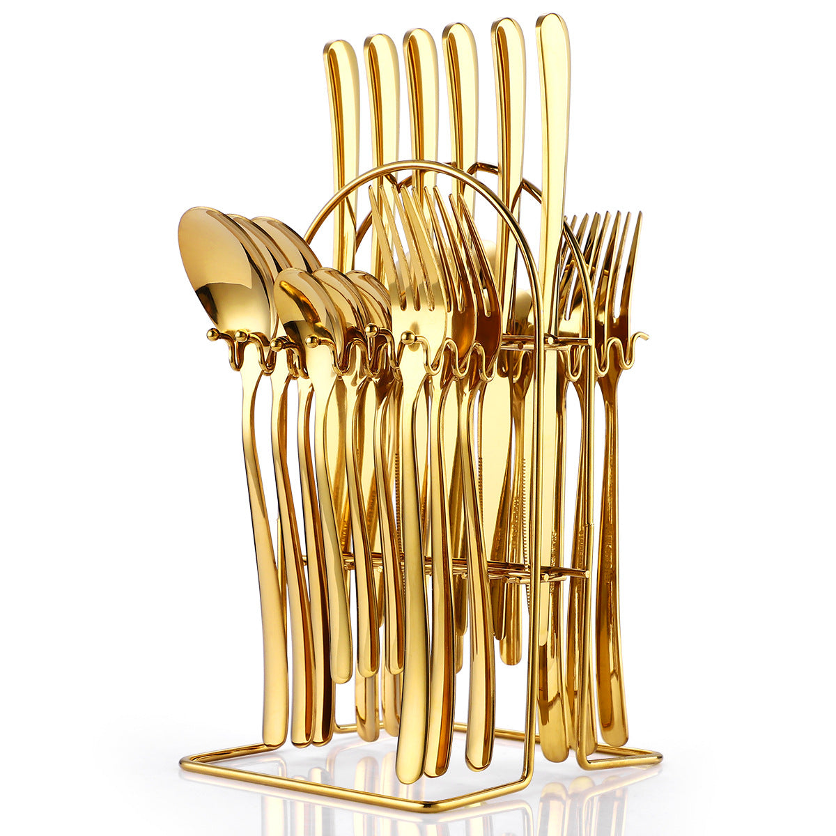 24-Piece Stainless Steel Cutlery Set With Storage Rack