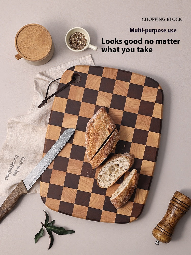 Acacia Wood Chessboard Pattern Cutting Board Solid Kitchen Board