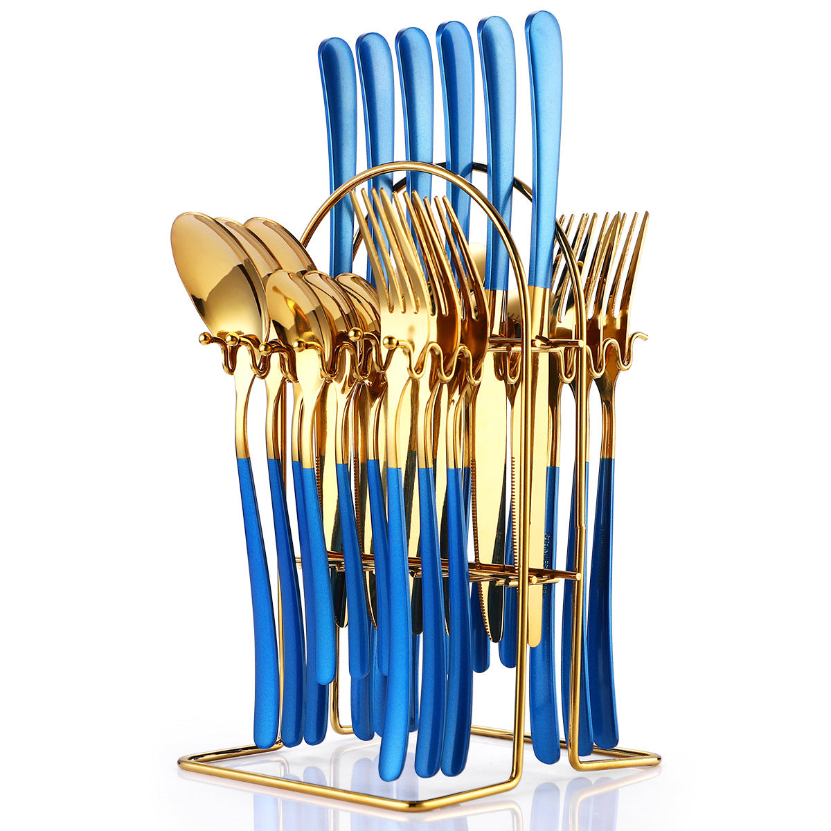 24-Piece Stainless Steel Cutlery Set With Storage Rack