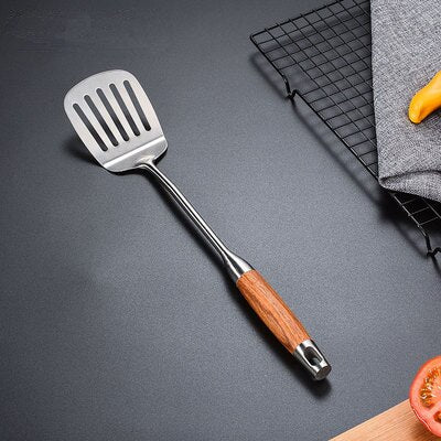 304 Stainless Steel Wooden Spoon Kitchen Utensil Durable Cooking Tool