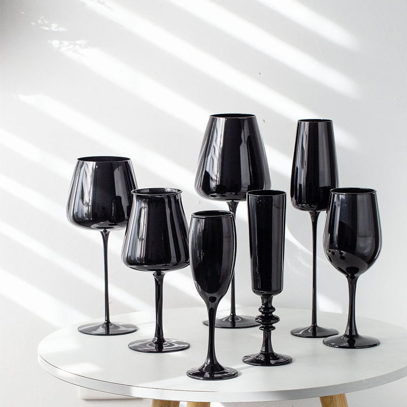 Black Porcelain Crystal Drinking Glass Elegant Beverage Cup