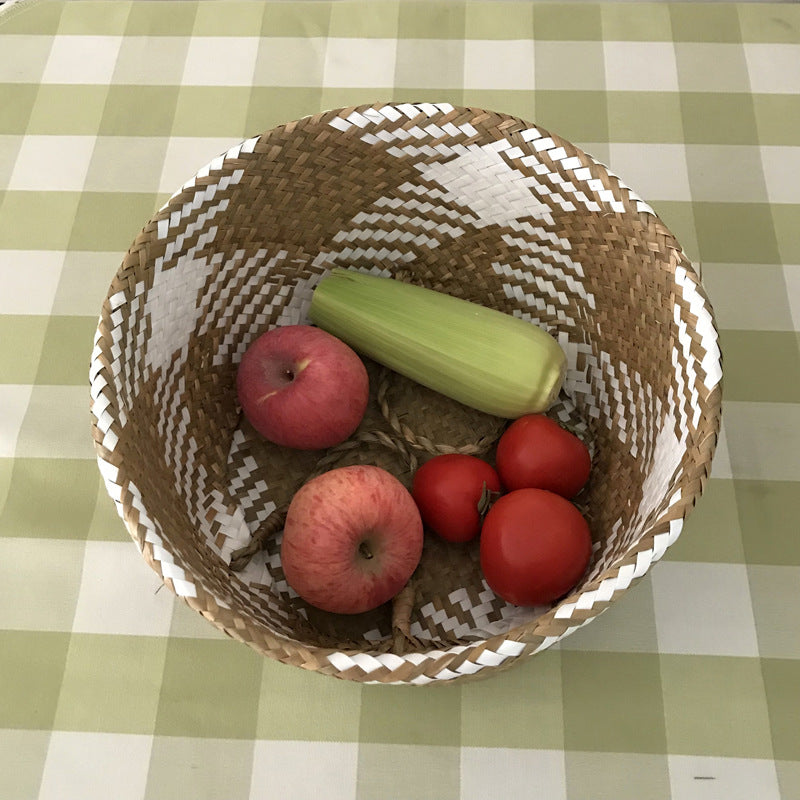 Woven Straw Fruit Basket Kitchen Decoration Storage