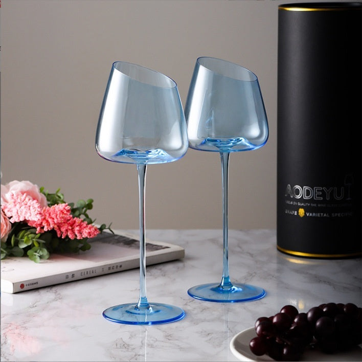 Klein Blue Crystal Goblet Elegant Stemmed Glass
