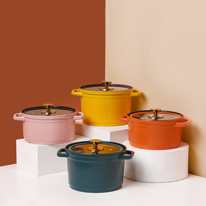 Nordic Ceramic Large Capacity Glazed Stock Pot Household Cooking Pot