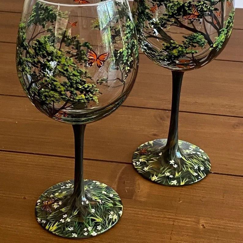 Four Seasons Tree Crystal Stemware Goblet Glass