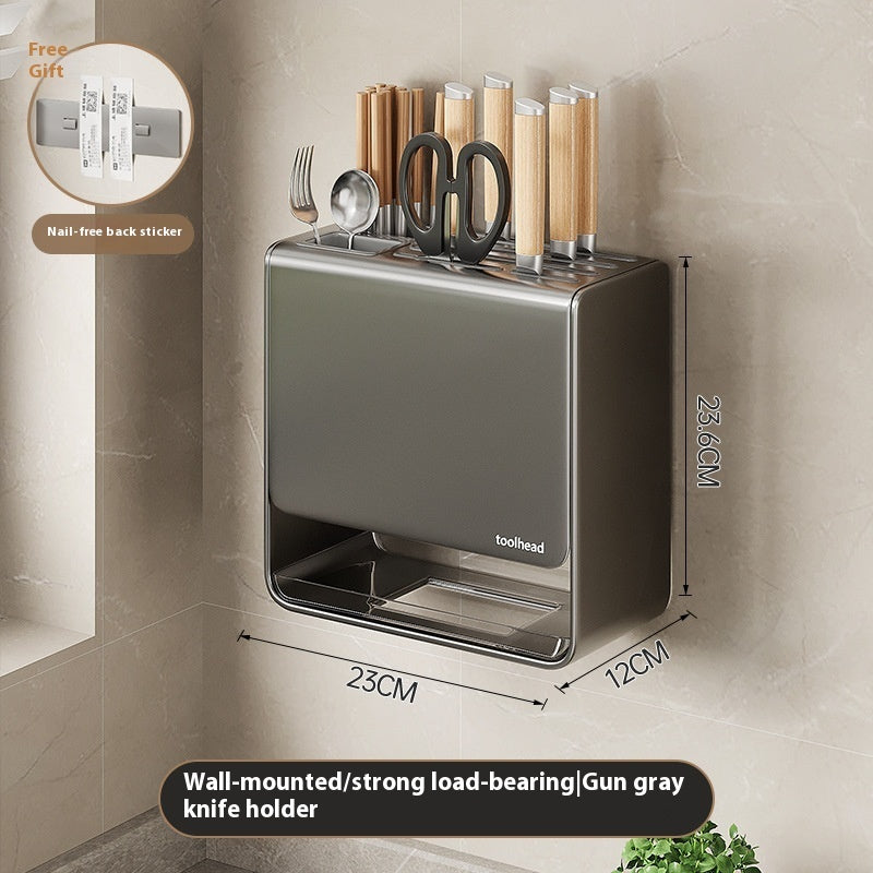Gun Gray Knife Holder Storage Rack Kitchen Knife Organizer