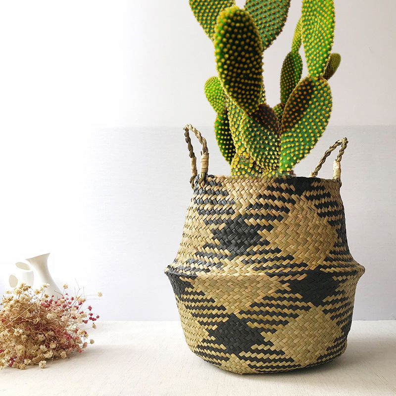 Woven Straw Fruit Basket Kitchen Decoration Storage