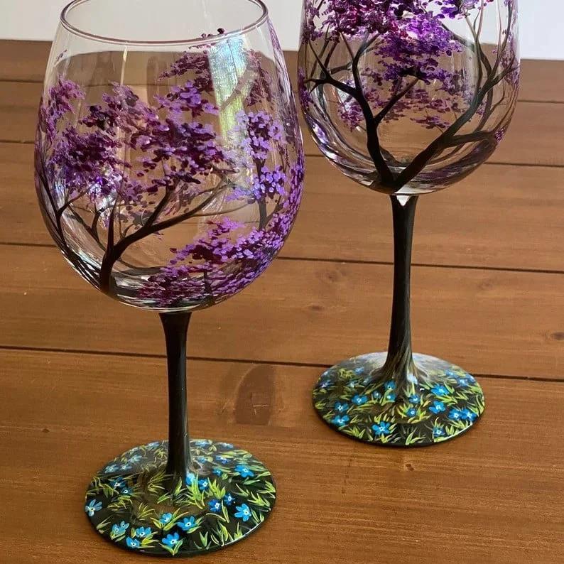 Four Seasons Tree Crystal Stemware Goblet Glass