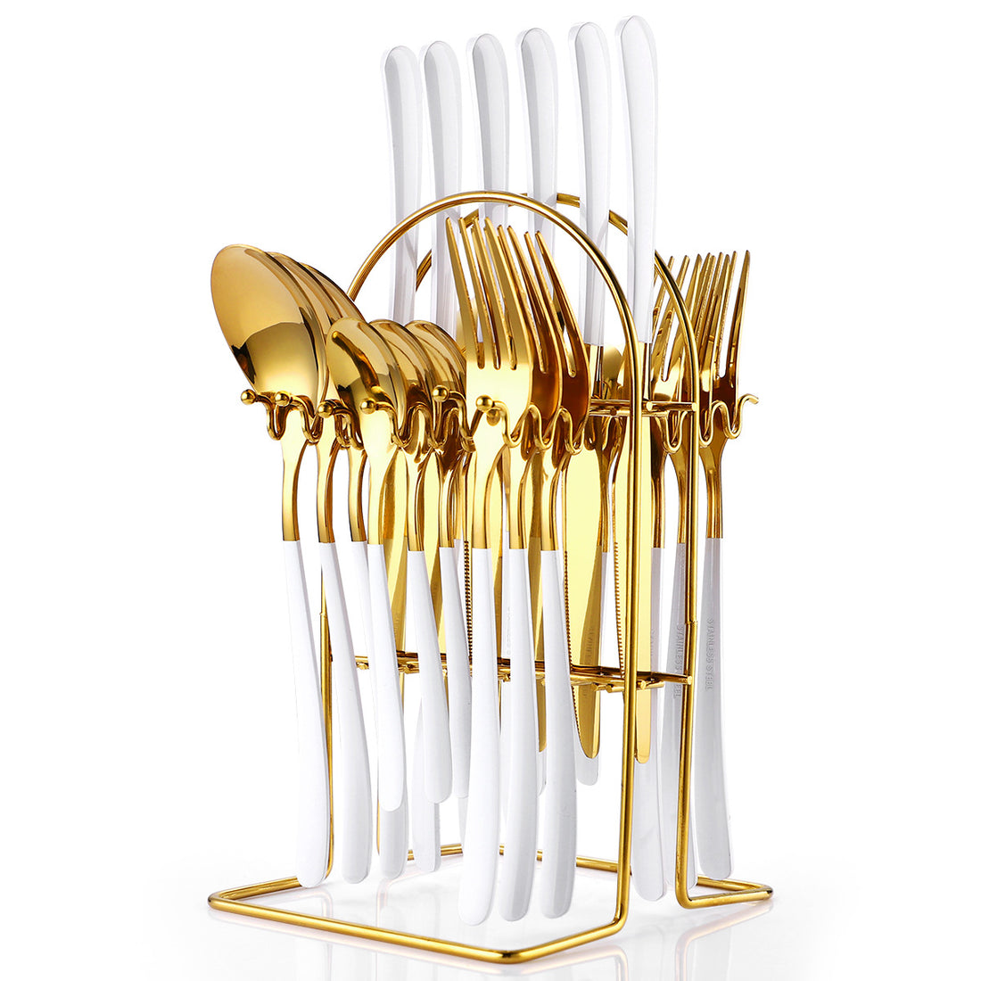24-Piece Stainless Steel Cutlery Set With Storage Rack