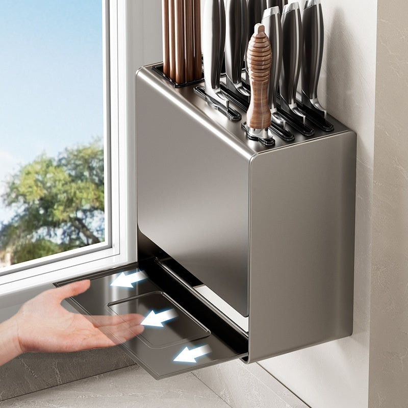 Gun Gray Knife Holder Storage Rack Kitchen Knife Organizer