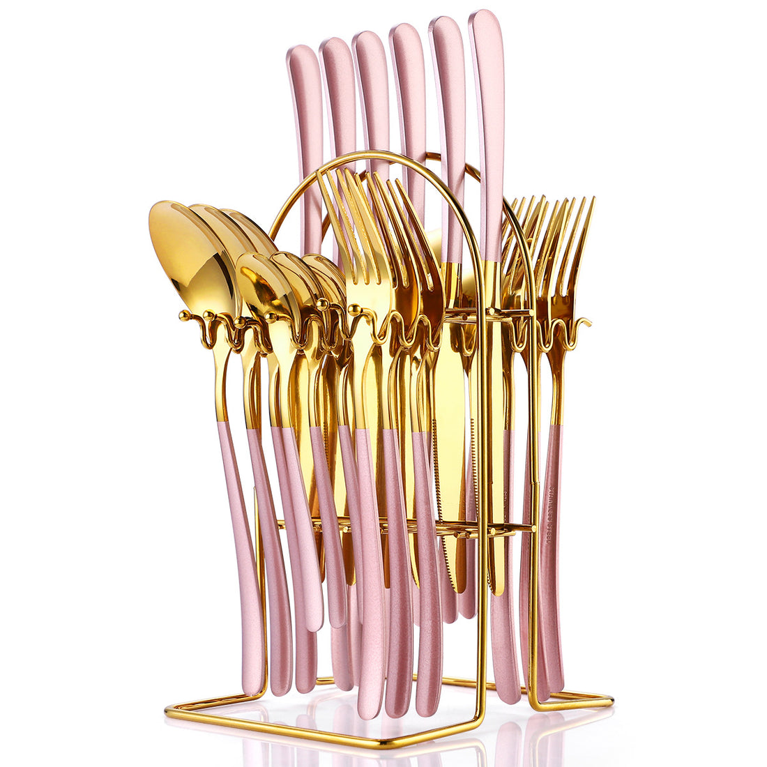 24-Piece Stainless Steel Cutlery Set With Storage Rack