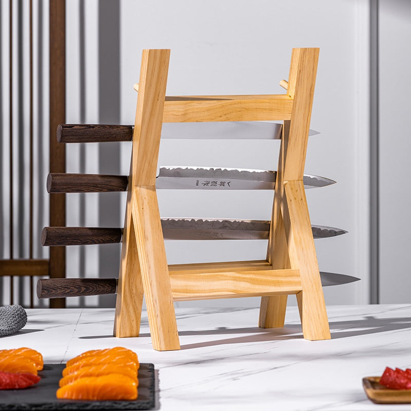 Solid Wood Sapele Knife Holder Kitchen Storage Rack