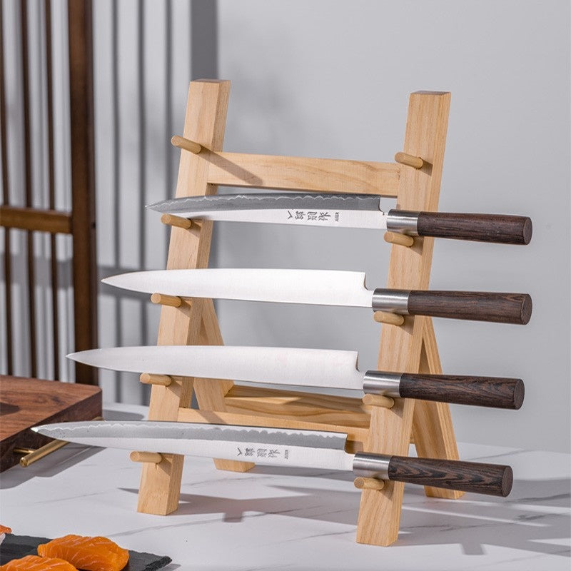 Solid Wood Sapele Knife Holder Kitchen Storage Rack