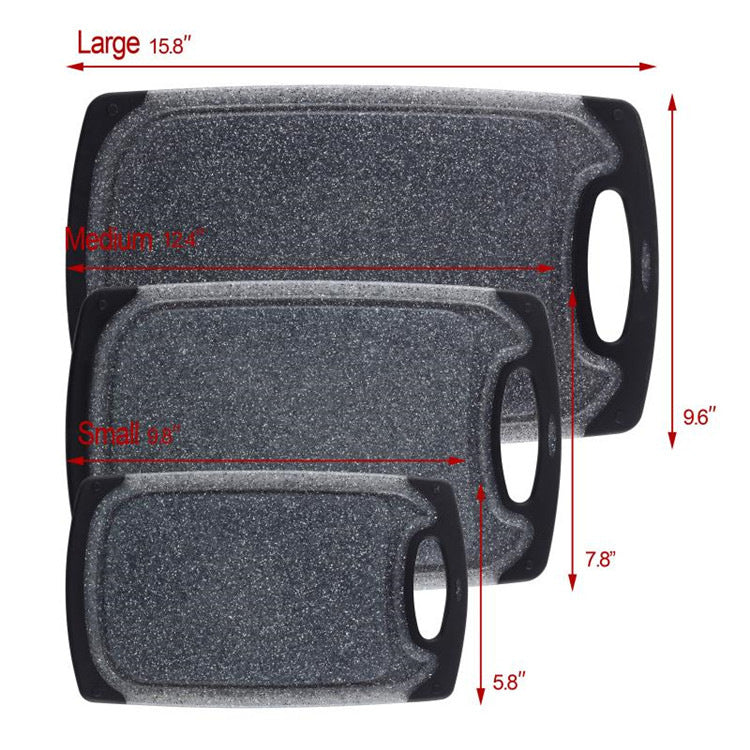 3-Piece Hanging PP Cutting Board Set Marble Style Kitchen Boards