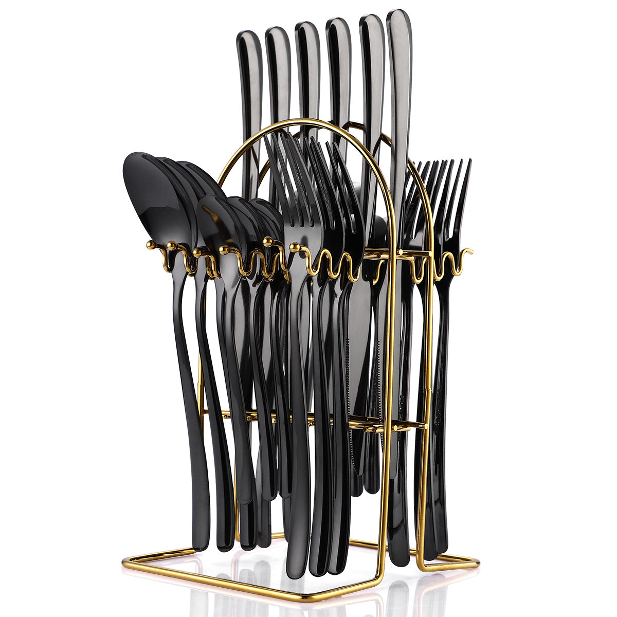 24-Piece Stainless Steel Cutlery Set With Storage Rack