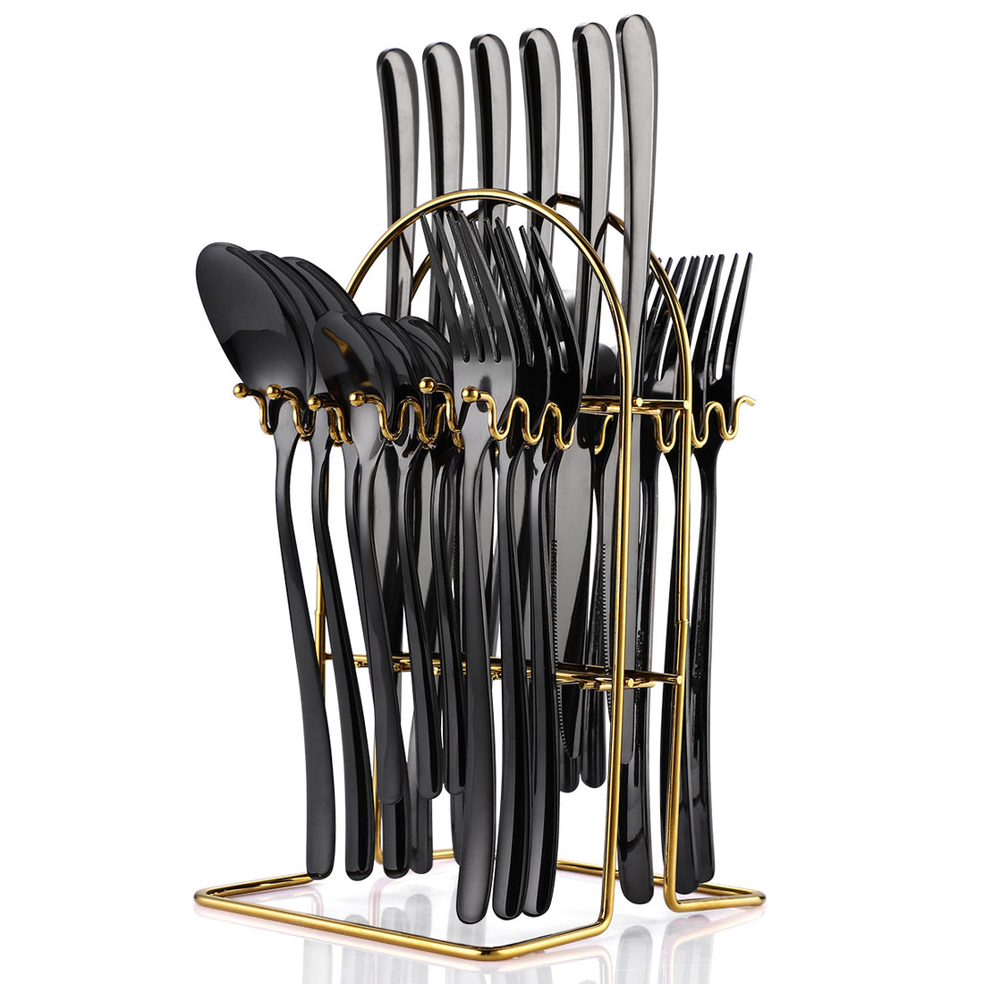 24-Piece Stainless Steel Cutlery Set With Storage Rack