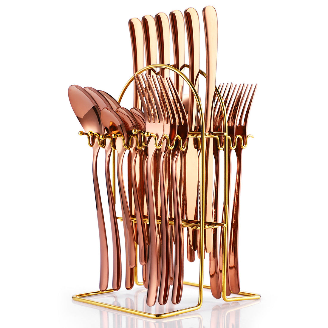 24-Piece Stainless Steel Cutlery Set With Storage Rack