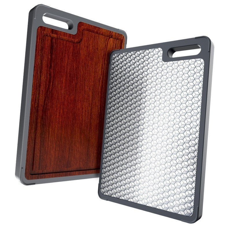Double-Sided Stainless Steel Ebony Cutting Board Antibacterial Kitchen Board