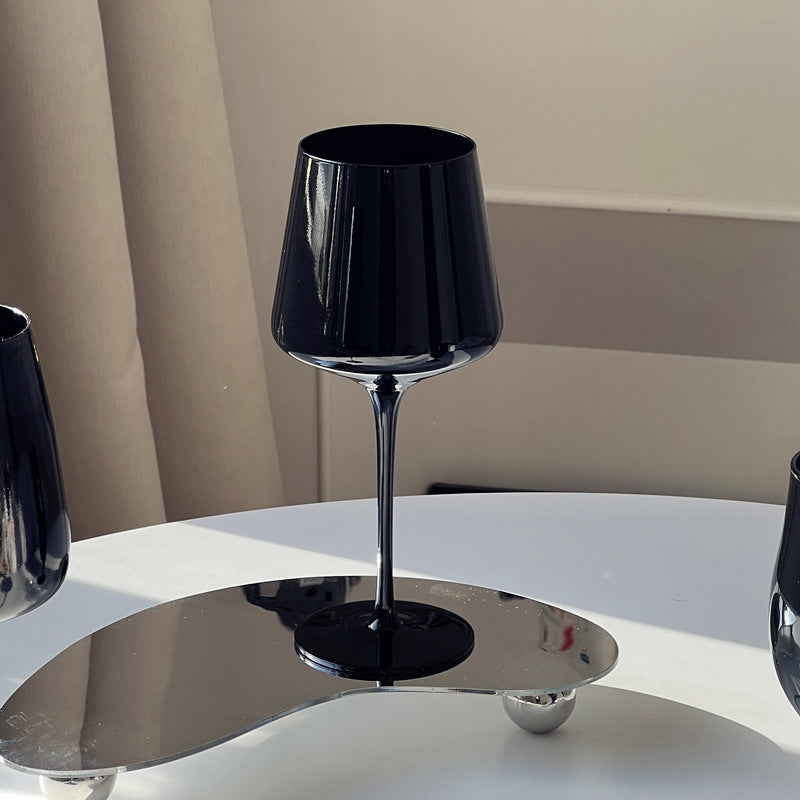 Black Porcelain Crystal Drinking Glass Elegant Beverage Cup