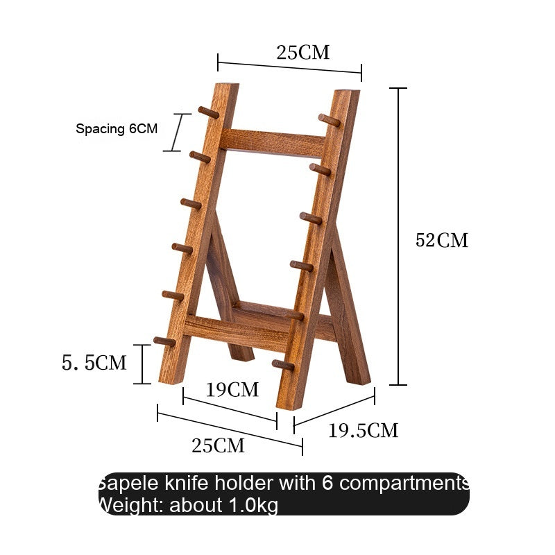 Solid Wood Sapele Knife Holder Kitchen Storage Rack