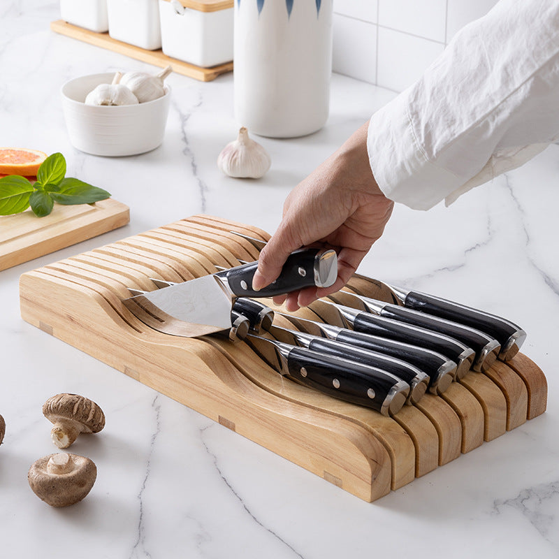 Solid Wood Drawer Knife Rack Household Kitchen Horizontal