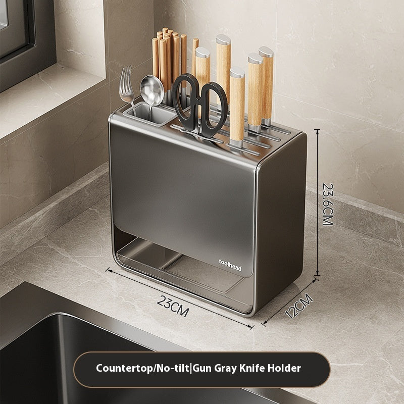 Gun Gray Knife Holder Storage Rack Kitchen Knife Organizer
