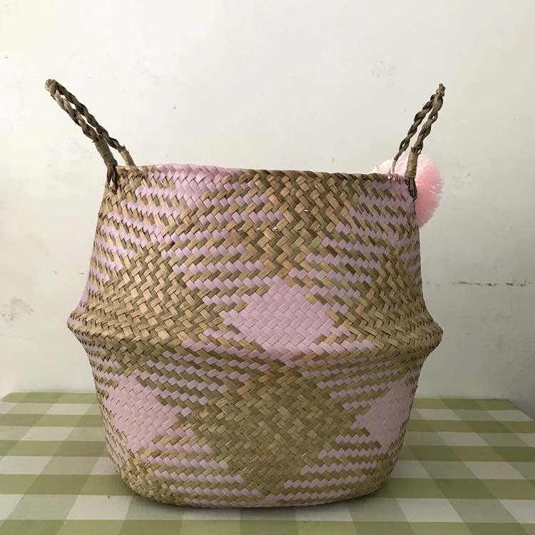 Woven Straw Fruit Basket Kitchen Decoration Storage