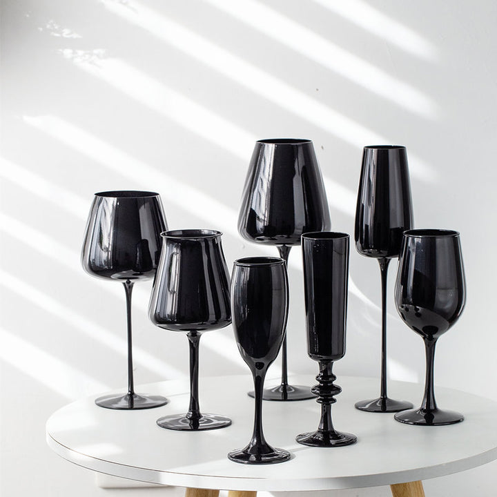 Black Porcelain Crystal Drinking Glass Elegant Beverage Cup