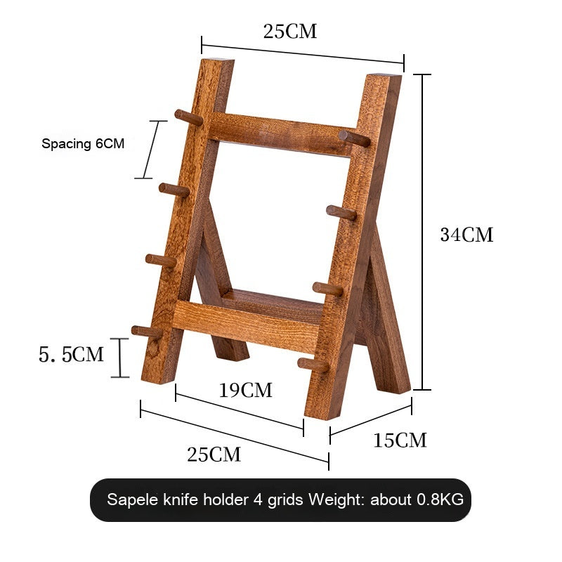 Solid Wood Sapele Knife Holder Kitchen Storage Rack