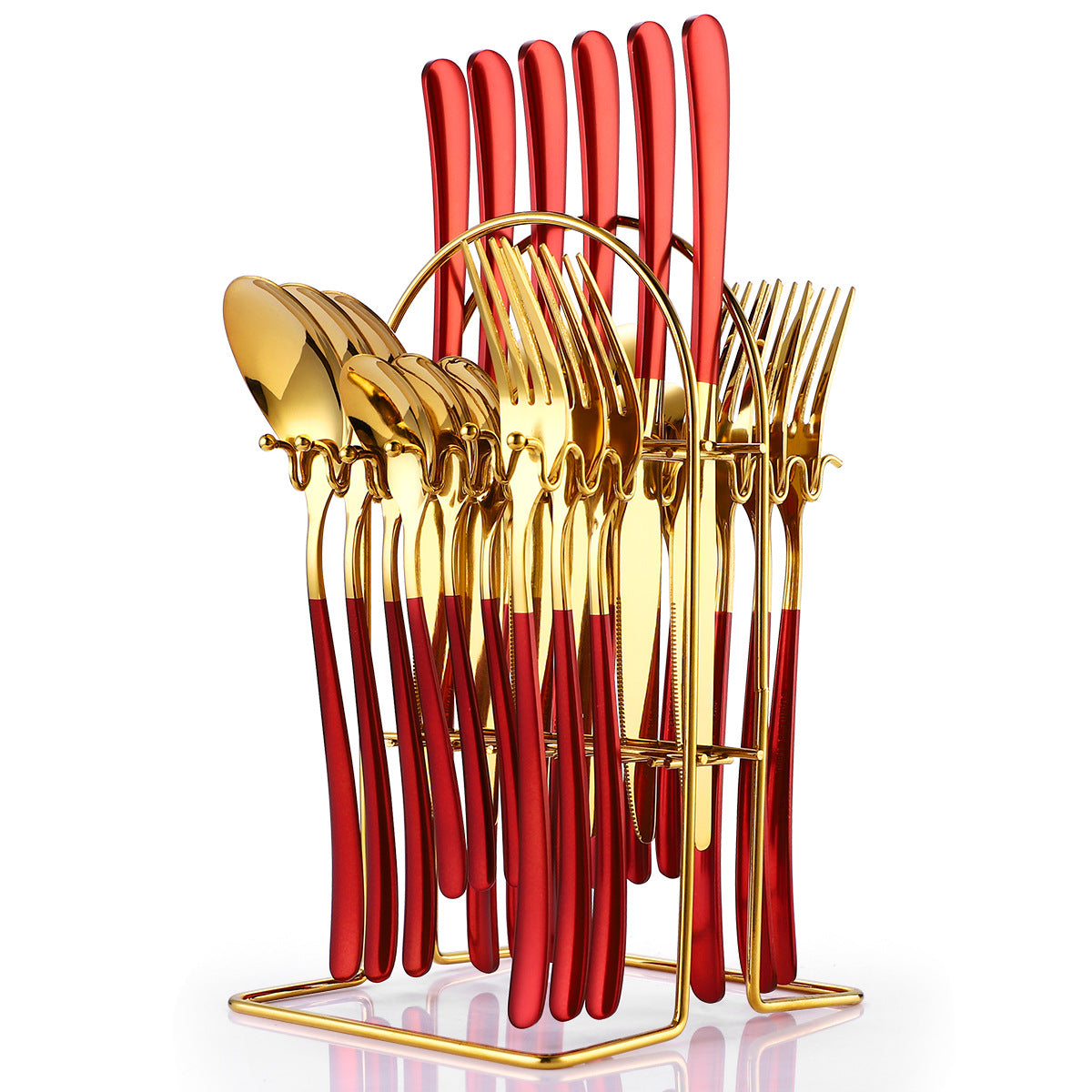 24-Piece Stainless Steel Cutlery Set With Storage Rack