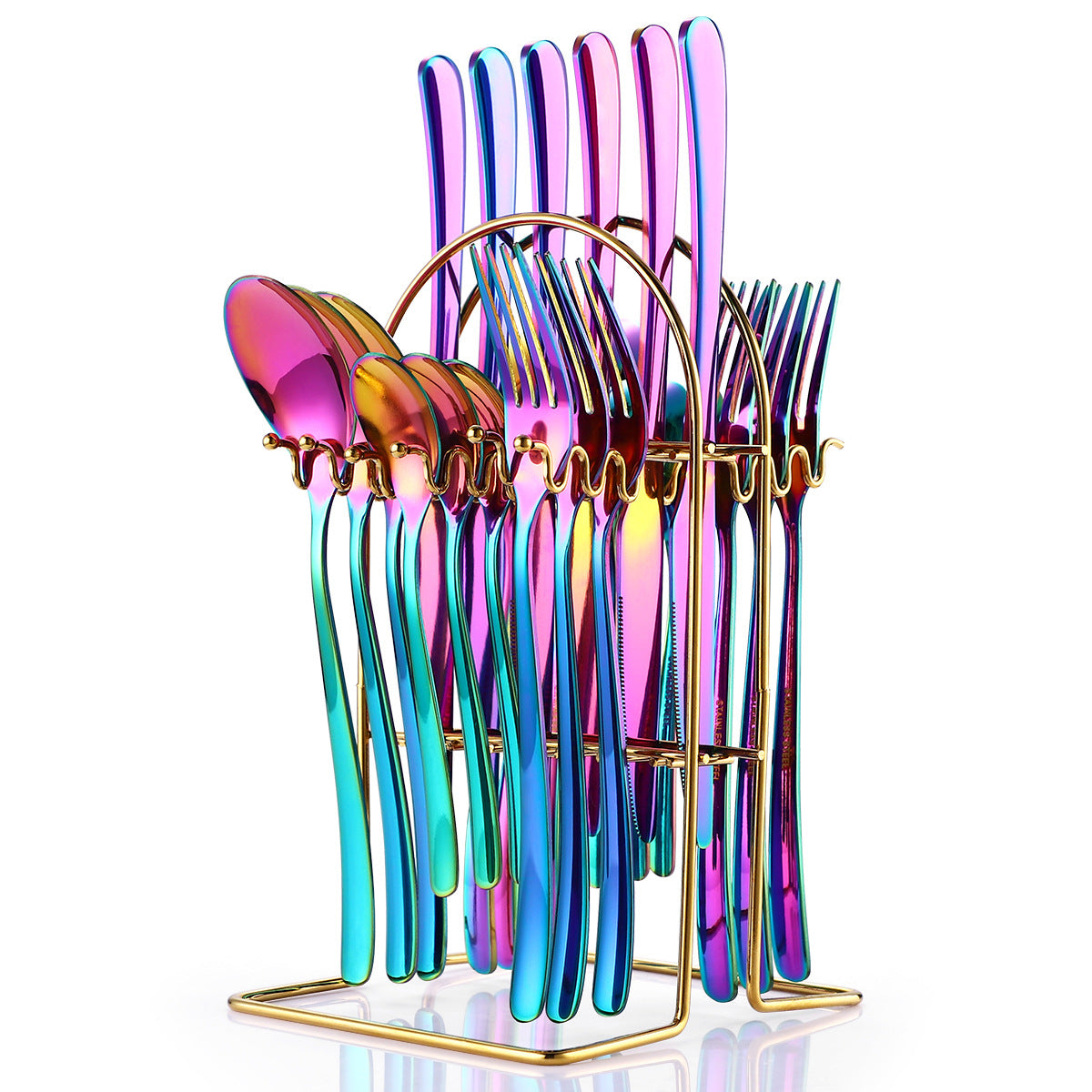 24-Piece Stainless Steel Cutlery Set With Storage Rack