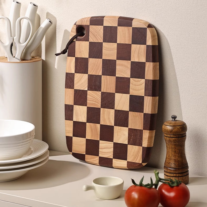 Acacia Wood Chessboard Pattern Cutting Board Solid Kitchen Board