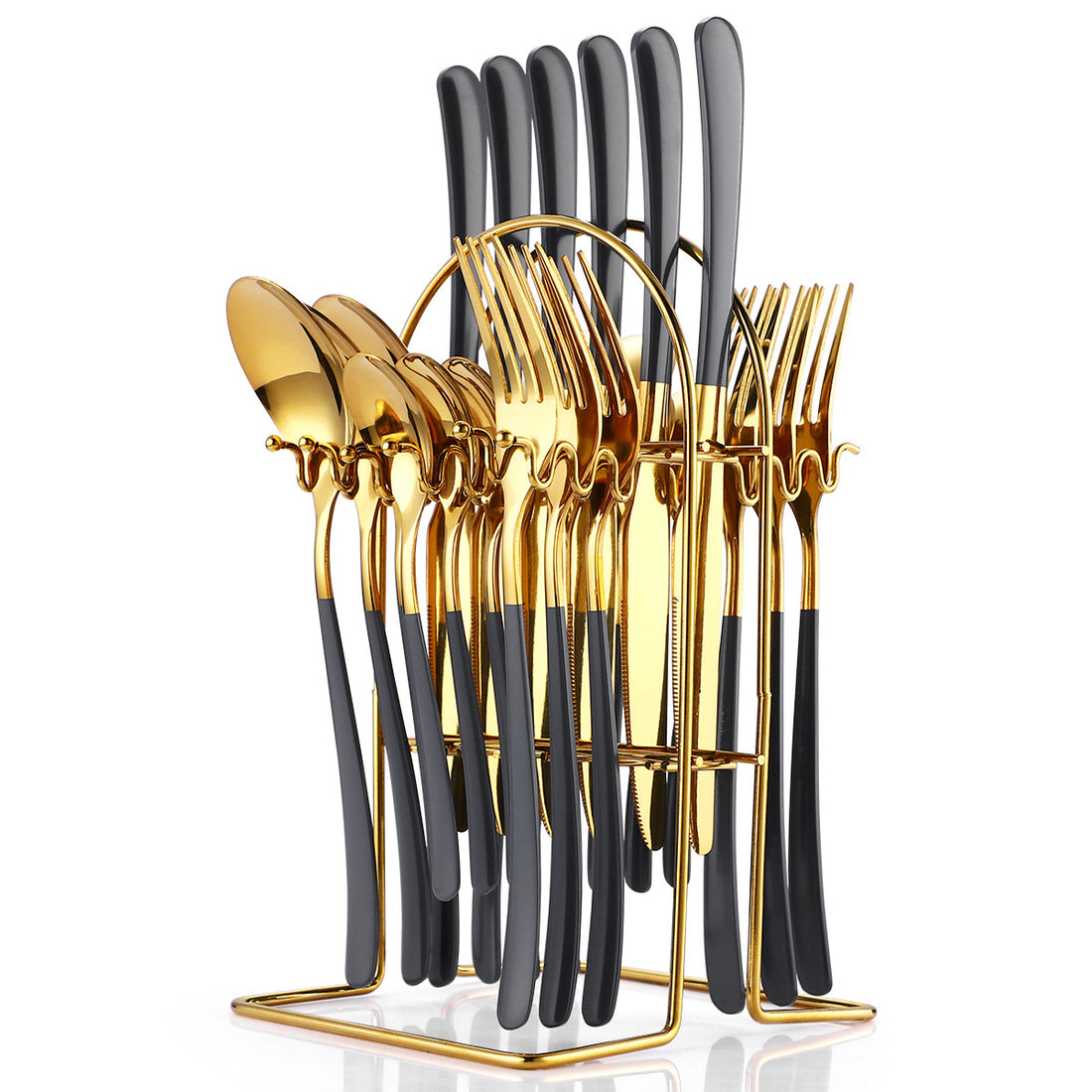 24-Piece Stainless Steel Cutlery Set With Storage Rack