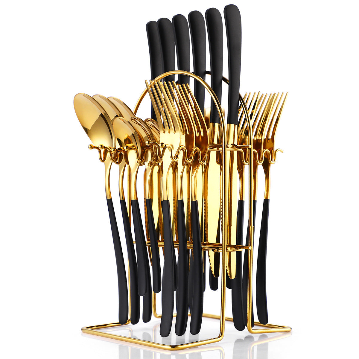 24-Piece Stainless Steel Cutlery Set With Storage Rack
