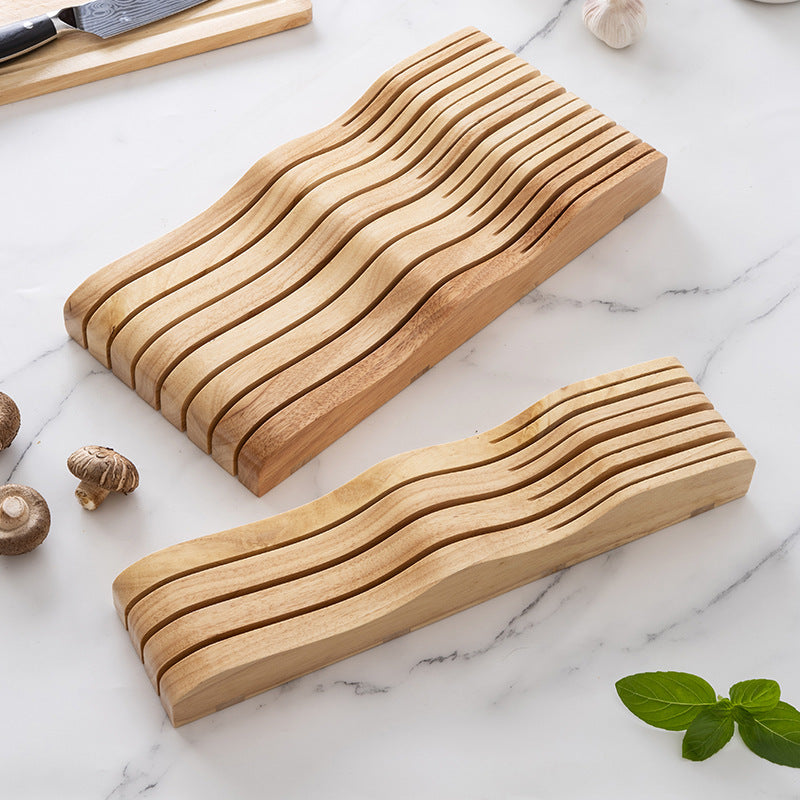 Solid Wood Drawer Knife Rack Household Kitchen Horizontal