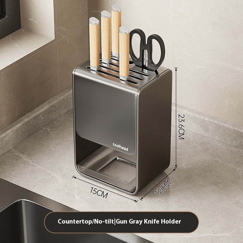 Gun Gray Knife Holder Storage Rack Kitchen Knife Organizer